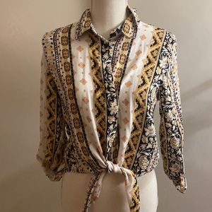 Yellow pink & white shirt